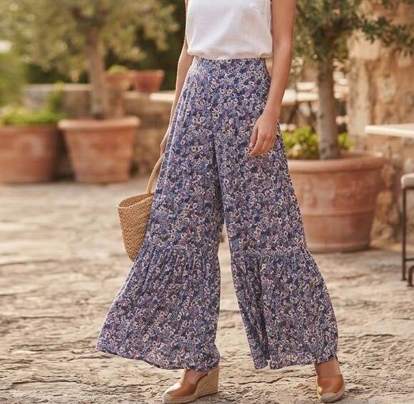 Natural Life Pants - Natural Life Sz L Wide Leg Floral Palazzo Pants Boho Festival Floral Purple